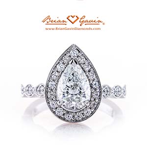 Brian Gavin Custom pear shape diamond engagement ring, Justin H