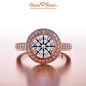 Buying an engagement ring, rose gold halo by Brian Gavin