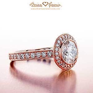 Halo Diamond Engagement Ring in Rose Gold by Brian Gavin, SKU#5441r18