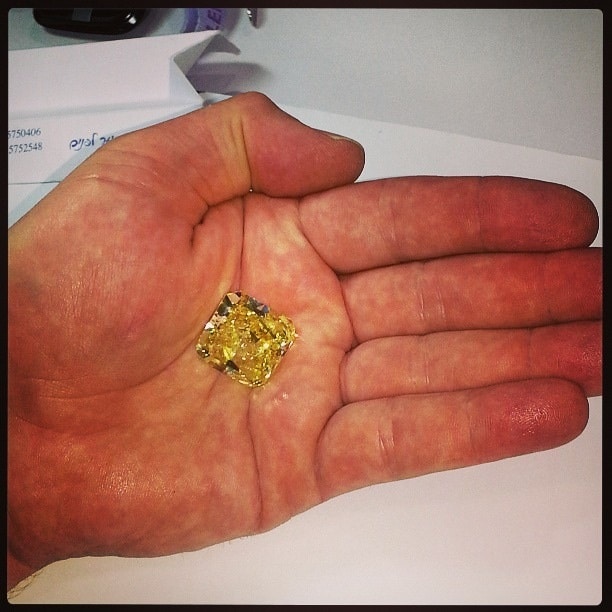 Fancy Vivid Yellow 50 carats at the JCK Trade Show.