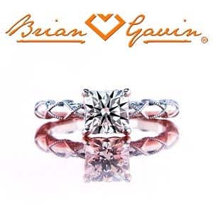 Brian Gavin Signature Cushion cut diamond set in platinum Lace Solitaire