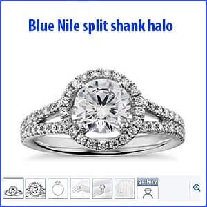 Blue Nile split shank floating halo engagement ring