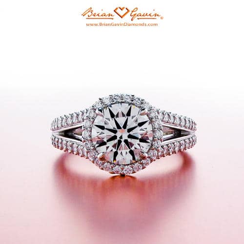 The ever popular Belle split halo engagement ring from Brian Gavin