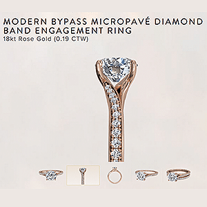 Ritani modern bypass diamond engagement ring.