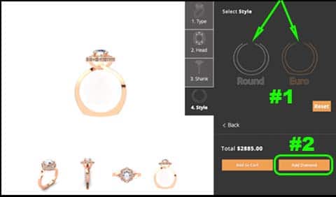 Custom design your engagement ring online builder, step 4, 810 Collection